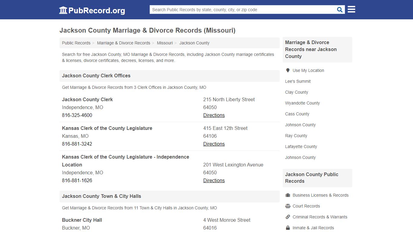 Jackson County Marriage & Divorce Records (Missouri)